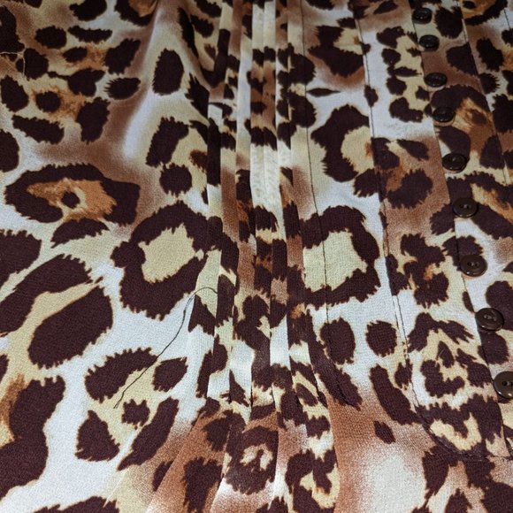 Coldwater Creek Leopard Print Button Top Lined Flowy Peasant Style Popover - Picture 6 of 9